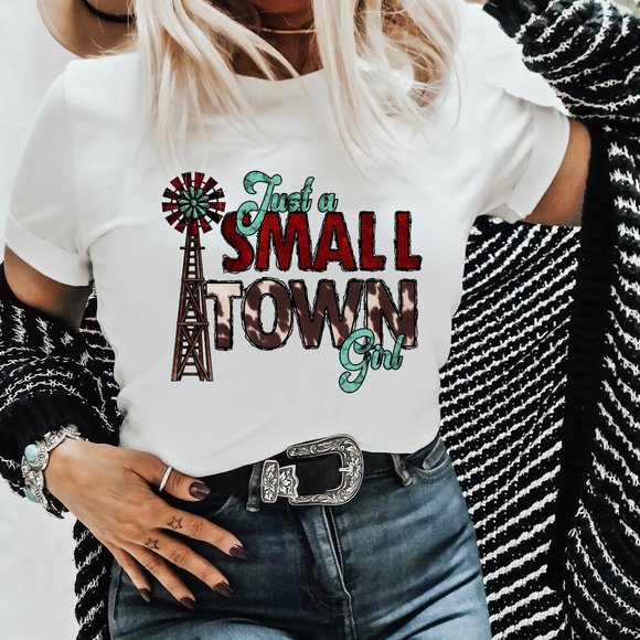 Tops - Small Town Girl Shirt, Western Shirt, Country Music Shirt - White